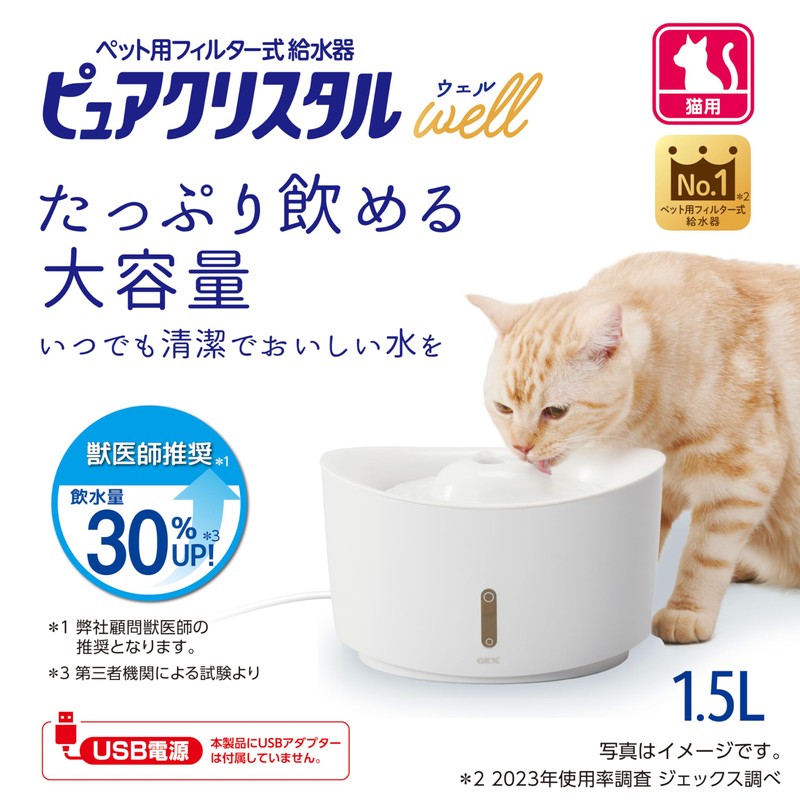 Gex Pure Crystal Well for Cats, 1.5L Filter Water Dispenser