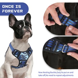 BUMBIN Dog Harness for Large Dogs, No Pull Adjustable No Choke Pet Vest with Dog Leash Fit Smart Reflective Pet Walking Harness for Training Easy Control Soft Handle Blue Camo M