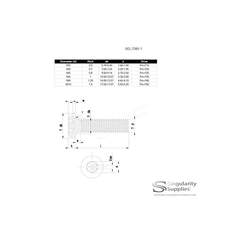 M5 (5mm x 55mm) Hex Socket Button Machine Screw (Bolt)