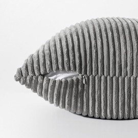 Topfinel Set of 2 Cushion Covers, 35 x 35 cm, Dark Grey Corduroy Striped Pattern, Cushion Covers, Decorative Cushion, Sofa Cushion, Neck Pillow, Couch Cushion, Decorative Cushion for Living Room