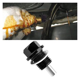 M14×1.5 Magnetic Oil Drain Plug, Aluminum Oil Drain Nut Bolt Change Kit with Crush Washer Gaskets, Compatible with Most Ford, GM, Hyundai, KIA and Accord, Civic, Pilot, Odyssey (Black)