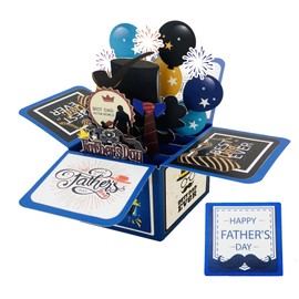 JUESMOS Fathers Day Pop Up Card Fathers Day Card 3D Pop Up Greeting Card Happy Fathers Day Card from Daughter Son Kids for Dad Daddy Father Men Gifts for Husband from Wife