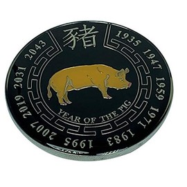 Poker Weight Chinese New Year Zodiac Commerative Black Coin (Pig)