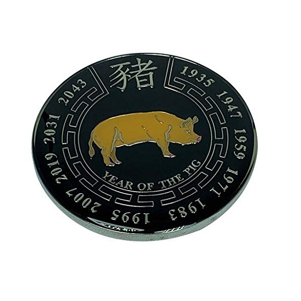 Poker Weight Chinese New Year Zodiac Commerative Black Coin (Pig)