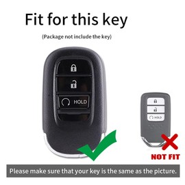 ontto 3 buttons PC Car Key fob Cover compatible with Honda Civic Accord HR-V CR-V Pilot Sport SI EX EX-L Touring 2022 2023 2024 Smart Key case Shell keyring Key holder keychian accessories Black A
