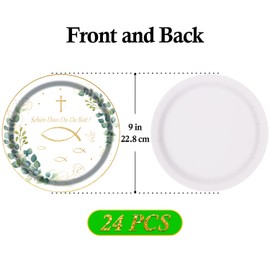 MAGLAUG Paper Plates, Communion Confirmation Decoration, Eucalyptus Fish Party Tableware, Paper Plates, Disposable Plates, Table Decoration for Confirmation, Communion Decoration, Christening Girls