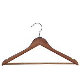 Proman Products KSA9029 15" Kascade Wooden Hangers 50 Pack for Women and Kids Clothing, Unique Ring Design, Space Saving Pants Clothes Hanger with Pants Bar and Shoulder Notches, Walnut