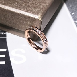 Anillo de Mujer TREE NEST Anillo de Una Sola Capa con Circonita Cúbica para Mujer Anillo de Promesa Anillo de Boda Regalo Ideal para Mujeres Oro Rosa Tamaño de 6