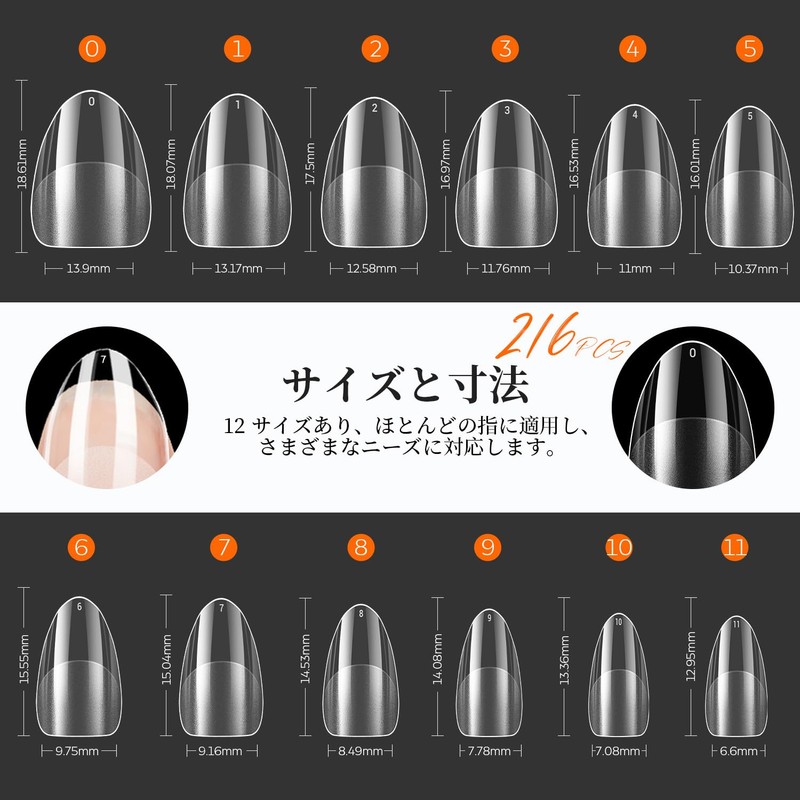 Modelones Nail Tip, Short Oval, Sanded Nail Tip, Short, Full