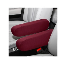 KVAEY 2 PCS Car Front Seat Armrest Covers, Elastic Fabric Stretch Car Seat Armrest Protectors, Soft Front Seat Armrest Cover Replacement, Universal Vehicle Accessories for Cars (Wine Red)