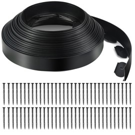 LINSHRY 66 FT Landscape Edging No Dig, 2 in.Tall Garden Edging Border with 60 Spikes, Flexible Plastic Lawn Edging for Landscaping Flower Bed Yard Pathway(Black)