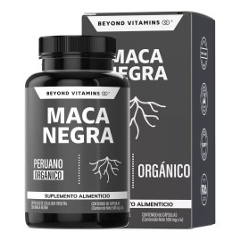 Maca Negra Peruana Orgánica 1000mg | Suplemento Alimenticio Vegano | Sin Azúcar | Apoyo a la Testosterona | 60 Cápsulas - Beyond Vitamins