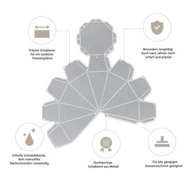 Stanzenshop Cutting Stencil Small Diamond Box, Gift Box, Die Cut, Stencil Box, Birthday, Wedding, Gift, Cutting Dies Stencils