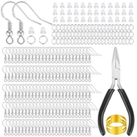 XIANNVXI Hypoallergenic 925 Silver Plated Earring Hooks for Jewellery Making,602 Pcs Earring Kits Earring Making Supplies,Jump Rings,Earring Findings,Rubber Earring Backs,Tools for DIY
