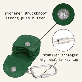 Leather Key Ring for Coins – Key Ring, Genuine Leather, Women and Men – Keychain for Car Keys – Mini Coin Purse, Green