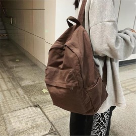 NEXT STOP M Backpack Y2k Backpack Canvas Backpack for Men College Backpacks for Women (Brown)