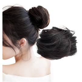 Herbeluemily Bun Wig, Extension, Partial Wig, Point Wig, Hair Extension, Black Brown