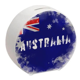 Money Box with Australia Flag in Used Look - Piggy Bank for Holidaymakers a Beautiful Money Box Decorated with the Australian National Flag to Travel to Australia