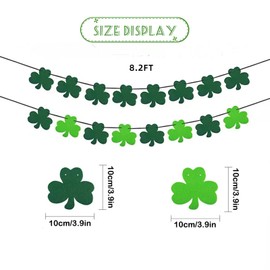 St Patricks Day Decorations, 2 Strings St Patricks Day Banner,Felt Shamrock Clover Garland Decorations,NO DIY Irish Party Supplies Ornament Bunting Banner Hanging Shamrock