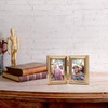 Lawrence Frames Classic Bead Picture Frame, 2.5x3.5 Double, Gold, 2