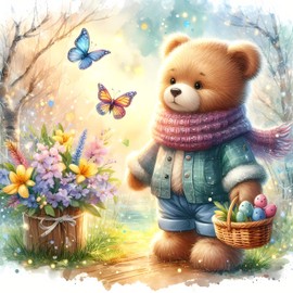 Baby Room Wall Art Prints; Teddy Bear Nursery Décor; Kids Room Decorations; Gender Neutral Art; Baby Shower Gift, Unframed Wall Art, Baby Room Decor, Woodland Animals (Set of 6) 8 inch x 10 inches.