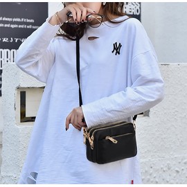 UTO Crossbody Bag for Women 4 Zip Pockets Lightweight Water Resistant Laides Lulu Shoulder Small Purse Travel Black