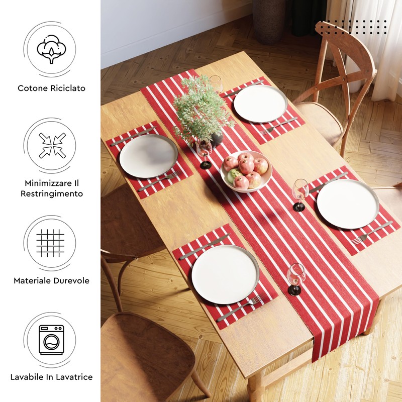 Encasa XO Dining Table Runner | Yarn Dyed Fine Ribbed