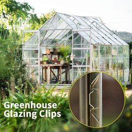 XULIN 25 Pcs Greenhouse Glass Clips - W Wire Clips Stainless Steel Greenhouse Wire Clips, Glass Pane Fixings Clips Greenhouse Glass Panes for Holding Glass (25PCS), Silver