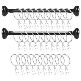 PATIKIL 30 Pcs Metal Drapery Curtain Rings, 38mm Window Rod Hanging Ring Curtain Drapery Pin Hooks for Window Bathroom Living Room Brackets, Silver
