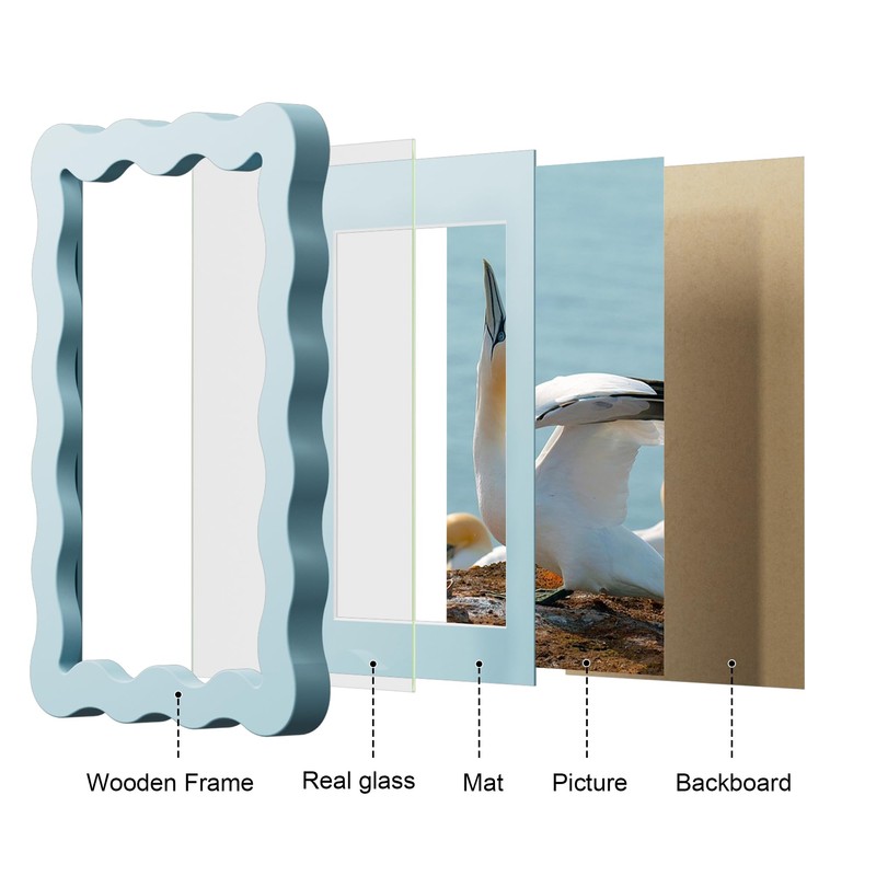 THKRLOF 11x14 Picture Frame with Mat for 8x10, Wavy Edge