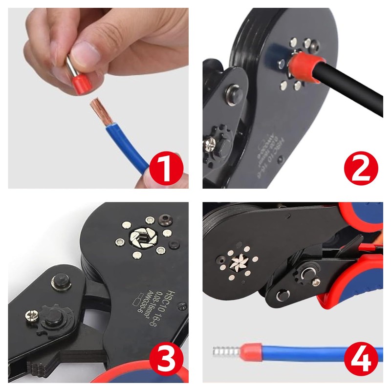 IUSOT Wire End Ferrules Crimping Pliers 0.08-16 mm² Hexagonal Wire