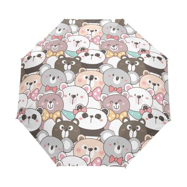 Sletend Bear Koala Cartoon Portable Folding Windproof Automatic Umbrella,One Touch