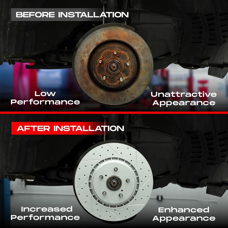 R1 Concepts Rear Brakes and Rotors Kit |Rear Brake Pads|