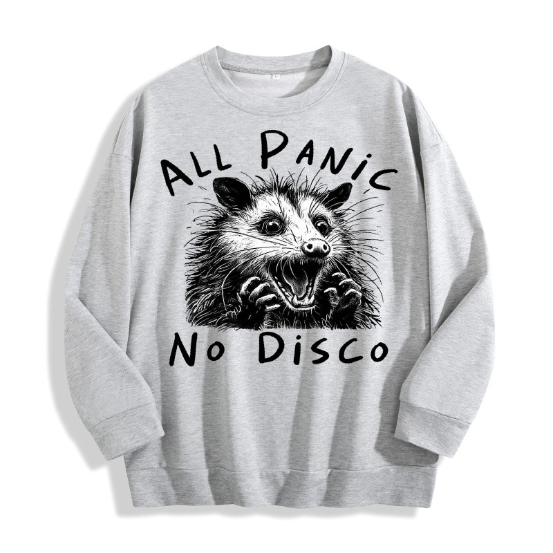 All Panic No Disco Opossum Graphic Crewneck Sweatshirt, US Warehouse,