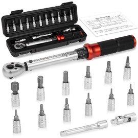 Toolwiz Torque Wrench 1/4 Drive, 15 Pcs Bike Torque Wrench Kit 17.7-230.1 In-Lb/2-26Nm Dual-Direction 72 Tooth Torque Wrenches, High Precision 1/4 Torque Wrench for Bike, Car Repair, Home Maintance