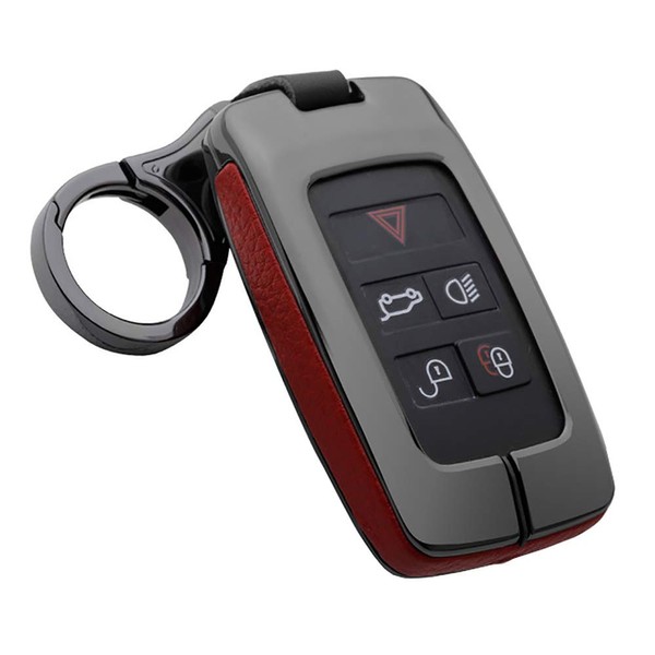 ontto Car Key Cover Leather Zinc Alloy Key Fob Cover