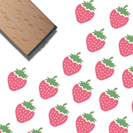 CRASPIRE 3/5 Inch Mini Wooden Rubber Stamp Strawberry Fruit Cute Pattern Small Wood Stamps Vintage Reusable Print for DIY Craft Card Scrapbooking Journaling Albums Card Making Planner Envelope Photo