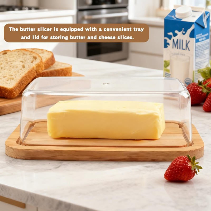 Butter Dish with Lid and Slicer Set for Standard Butter