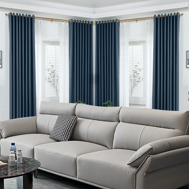 Warm Gold Double Corner Window Curtain Rods with Aluminum End