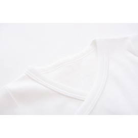 BINIDUCKLING Pack of 3 Baby Boys Girls Long Sleeve Wrap Bodysuits - 100% Cotton Baby Bodysuit with Side Poppers for Newborns - 12 Months, White, 9-12 Monate