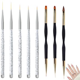 8 Stück Nagel Pinsel, Design Pinsel Für Gelnägel Nagelpinsel Lange Lebensdauer, Gel Nägel Nageldesign, Nageldesign Zubehör Geeignet Für Nailart Und Design Nail Art (Weiß Und Schwarz)