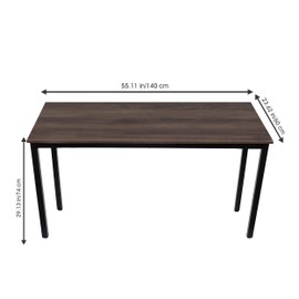 GL GLOBAL LIFE 55 inch Large Computer Desk Wood, Modern Simple Style Desk for Home Office, Bedroom, Study Student Writing Desk, Small Spaces, Black Metal Frame, Walnut Top