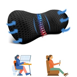 agctrler Lumbar Cushion Back, Ergonomic Memory Foam Lumbar Cushion, Back Cushion Car with Adjustable Strap, Lumbar Support Cushion for Car Seats and Office Chairs (Black)