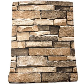 Rock Wallpaper - Stone Peel and Stick Wallpaper - Stone Self-Adhesive & Removable Wallpaper 3D Stone Paper for Backsplash Countertop Wall, Easy to Clean, Realistic Stone Textured 17.7” × 118” Vinyl