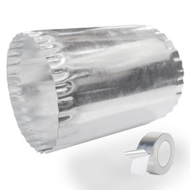 4” Vent Duct Extension Connector with Bead and Crimp, Metal Round Ventilation Systems Coupler Hose Pipe Coupling, Diameter 4” X Length 5”, Aluminum Foil Tape Included for Sealing