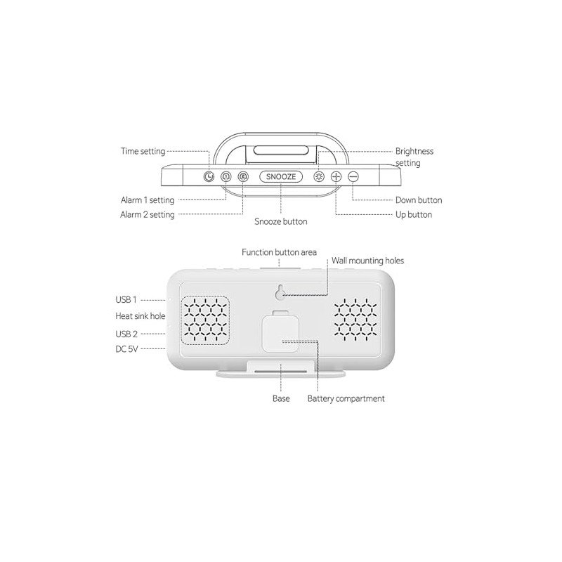 CYMNER Super Clear LED-Display Digitaler Wecker - Modernes Design, Multifunktional,
