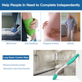 Long Reach Comfort Wipe Toilet Aids Tools, Bottom Wiper, Extends Your Reach Over 15" Grips Toilet Paper or Pre-Moistened Wipes