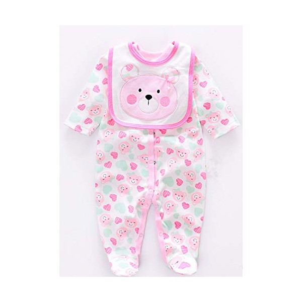 Pedolltree Reborn Baby Dolls Clothes 22 Inches Girl for 20-23 inch Reborn Dolls Clothes Clothing Pink Bear Outfit Sets