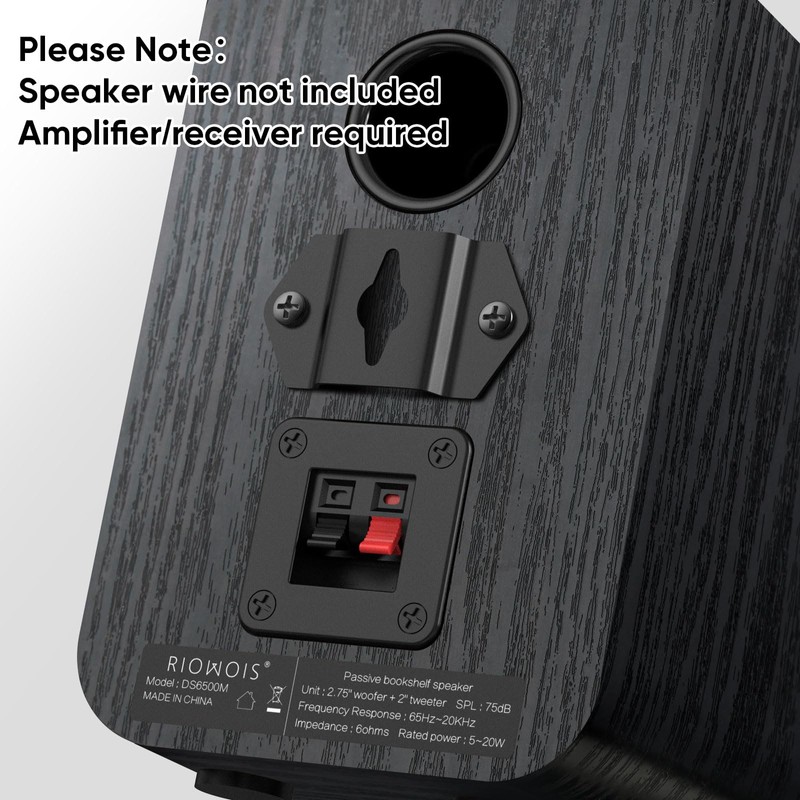 RIOWOIS Passive Bookshelf Speakers for Home Theater Surround Sound, Home