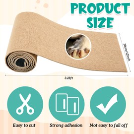 Maasechs Rabbit Scratch Mat 3.28 ft Self Adhesive Bunny Scratching Pad Cuttable Claws and Teeth Care Rabbit Mats for Cage Cat Small Animal Floor Scratching Mats Rug for Biting Sleeping Nesting